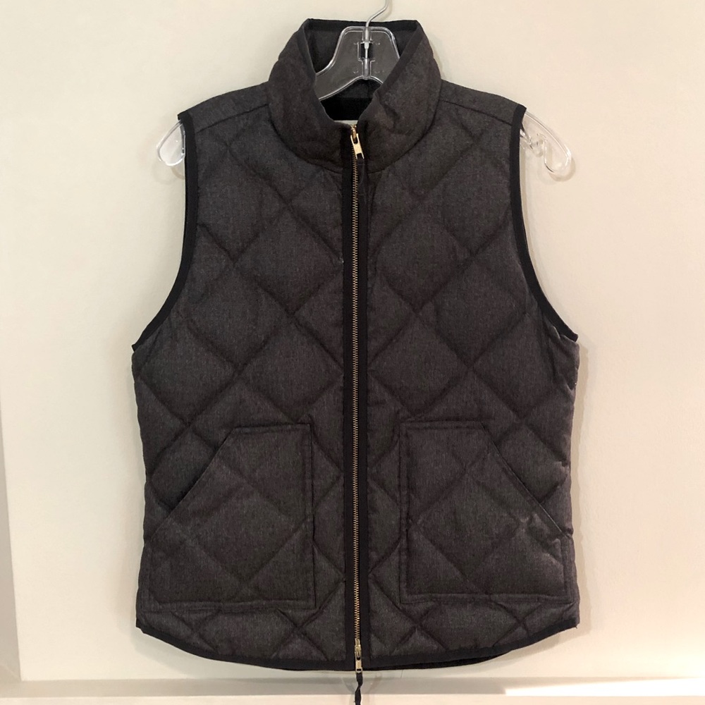 J Crew Down Quilted Vest, Gray and Black, Size S